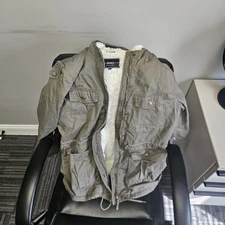 BNCI by Blanc NOIR - Women's Faux Fur Cargo Jacket Snap Button Pockets - MEDIUM