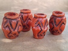 MCM Orange Tribal Resin Beads Macrame Craft Projects Lot of 4