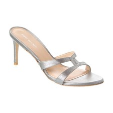 New Stuart Weitzman Soiree Sleek 75 Satin Sandal Silver Sz 9.5