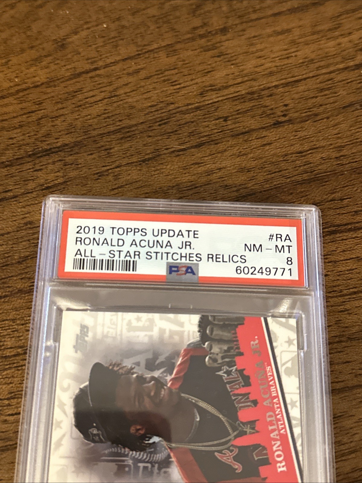 2019 Topps Update Relics Ronald Acuna Jr-Event Worn Jersey Card - PSA 8 - RARE view 2