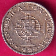 PORTUGUESE INDIA GOA 60 CENTAVOS 1959 RARE COIN #TX22