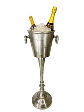 Ice Bucket Floor Standing Silver Champagne Distressed Look Wine Cooler