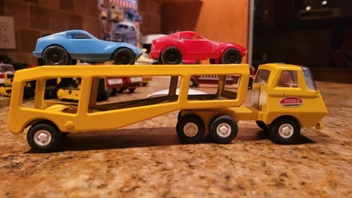 Tonka mini Car Carrier w/ two cars - 9" length - good condition