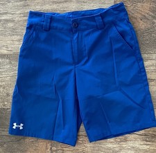 Under Armour youth boys M loose fit golf shorts royal blue adjustable waist