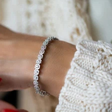 10Ct Round Cut Lab-Created Diamond Wedding Tennis Bracelet 14K White Gold Plated