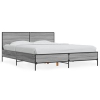 Bettgestell Grau Sonoma 160X200 Cm Holzwerkstoff Und Metall