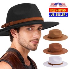 Fedora Hat Classic Retro Felt Hat Men Women Vintage Trilby Panama Hat Wide Brim