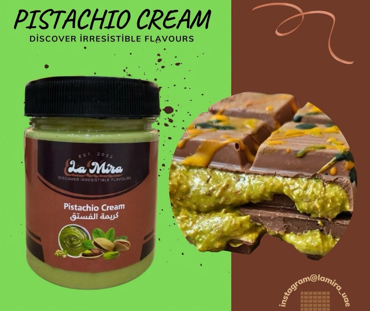 La Mira Kunafa Pistachio Cream Spread 200g DUBAI UAE Made Crème