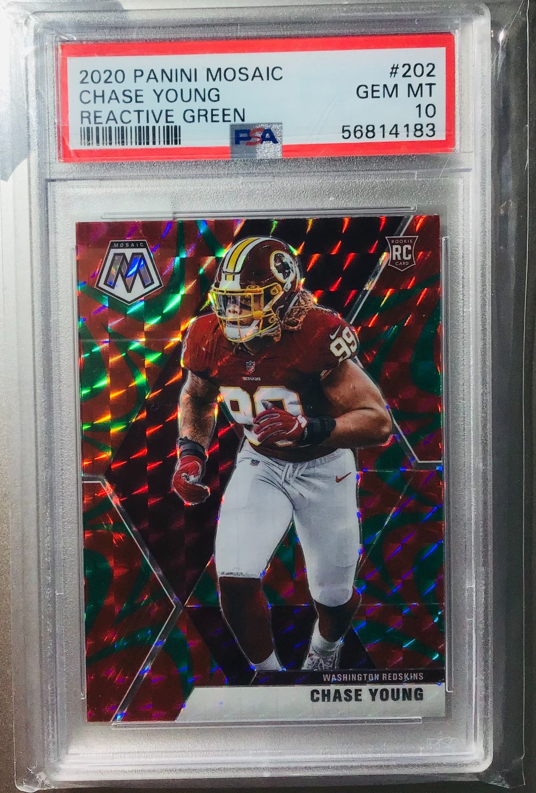 2020 PANINI MOSAIC CHASE YOUNG REACTIVE GREEN #202 PSA GEM MINT 10 WASHINGTON