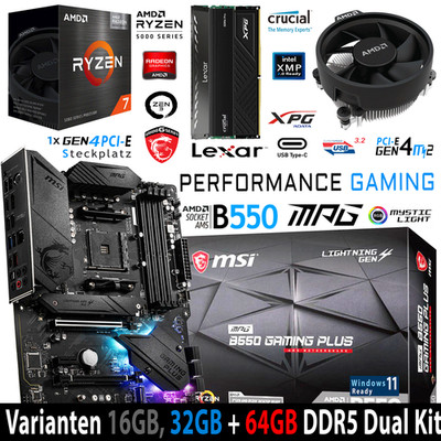 PC Bundle - AMD Ryzen 7 5700G MSI MPG B550 Gaming Plus mit 16, 32 oder 64GB DDR4