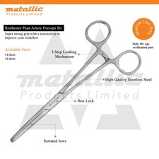 Pean Rochester Artery Forceps 14-16cm Straight Stainless Steel Hemostatic Clamp