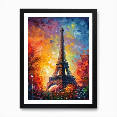 Eiffel Tower Paris France Monet Sty Framed Wall Art Poster Canvas Print Picture