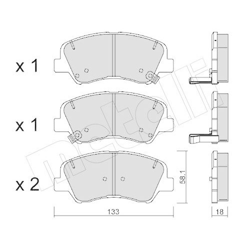 Plaquettes de frein Metelli 22-0943-0 pour Hyundai i30 et Kia Cee'd en céramique beige