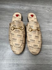 Gucci horsebit princetown printed news paper mule clogs sz 38.5 US 8