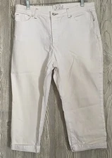 FDJ French Dressing Jeans Women's  White Denim Capri Pants Cuffed L
