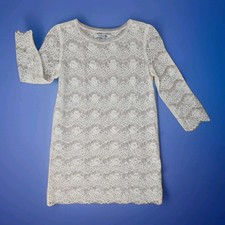 Forever 21 Creamy White Sheer Lace Mini dress Coquette Fairy Baby Doll M