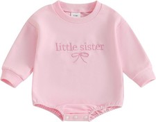 Baby Girl Fall Clothes Big Sister Little Sister Matching Outfit Newborn Letter 