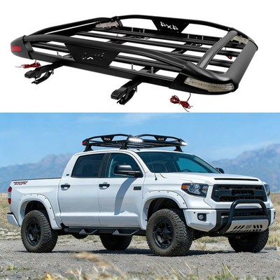 For Toyota Tundra 50'' Roof Rack Top Cargo Carrier Basket W/ Led Lights +Crossbar