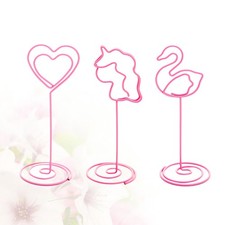 6pcs Table Number Holder Place Paper Menu Clips Photo Holder Stand(Pink)