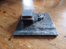 Marble Ink Well Beige Metal Dog