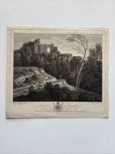 Antique Engraving landscape classical ruins hill figures in the foreground 1778