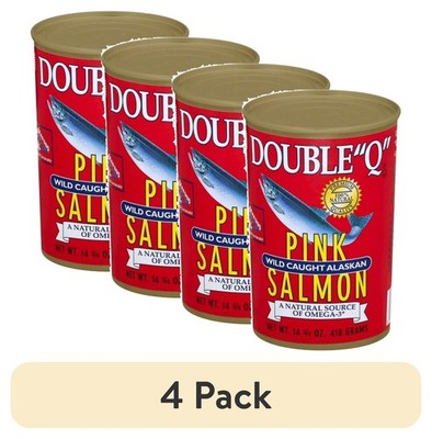 Fast delivery (4 pack) Double ''Q'' Wild Caught Alaskan Pink Salmon, 14.75 oz Can