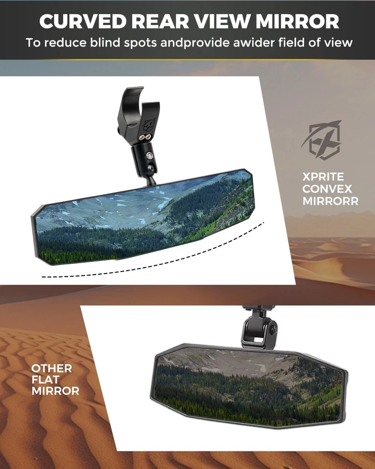 1.5"- 2" UTV Rear View Center Mirror for Polaris RZR 570 /900 /XP 1000 Can Am X3 - Image 4 of 4