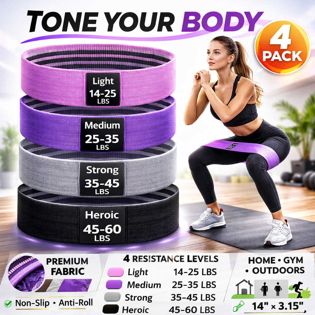 4 Pack Booty Exercise Workout Bands For Legs Glutes Usa