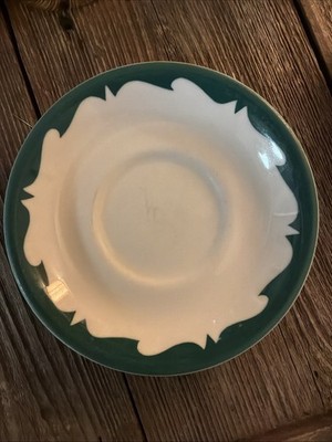 Sterling Vitrified White with Green Border Restaurant Dinner 5 7/8  China Saucer