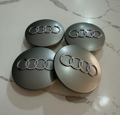 Set 4pcs Audi 69MM Fully Grey Wheel Rim Center Hub Replacement Caps 4B0601170A