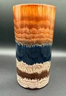 VINTAGE Royal Haeger USA Drip Glaze Vase  7" Tall MCM Brown Blue White