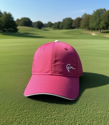 Greg Norman Pink Embroidered “GN” Logo Breathable Strapback Golf