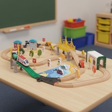 110 Pièces Ensemble de Train Électrique En Bois Cadeau idéal pour Garçons
