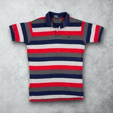 Vintage 90s Polo Ralph Lauren Striped Polo Golf Shirt Men's Size Medium USA Made