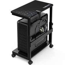 Height Adjustable Computer Tower Stand, 2-Tier ATX-Case CPU Holder with Mouse...