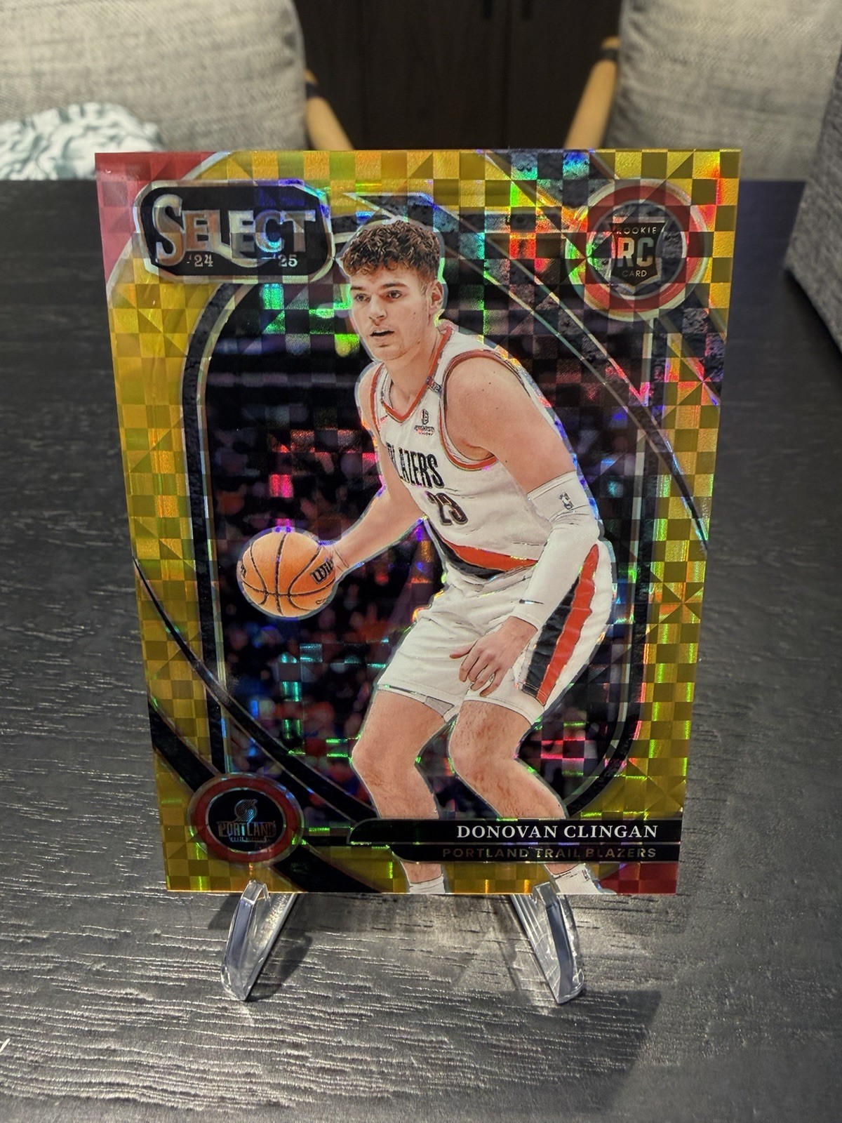 Donovan Clingan 2024-2025 Select Gold X-Fractor Courtside SSP RC #'d/10 Blazers