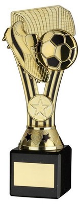R4US Gold/Schwarz Kunststoff ''WEMBLEY'' Figur auf schwarzem Marmor Trophäe Auszeichnung - (1 Zoll