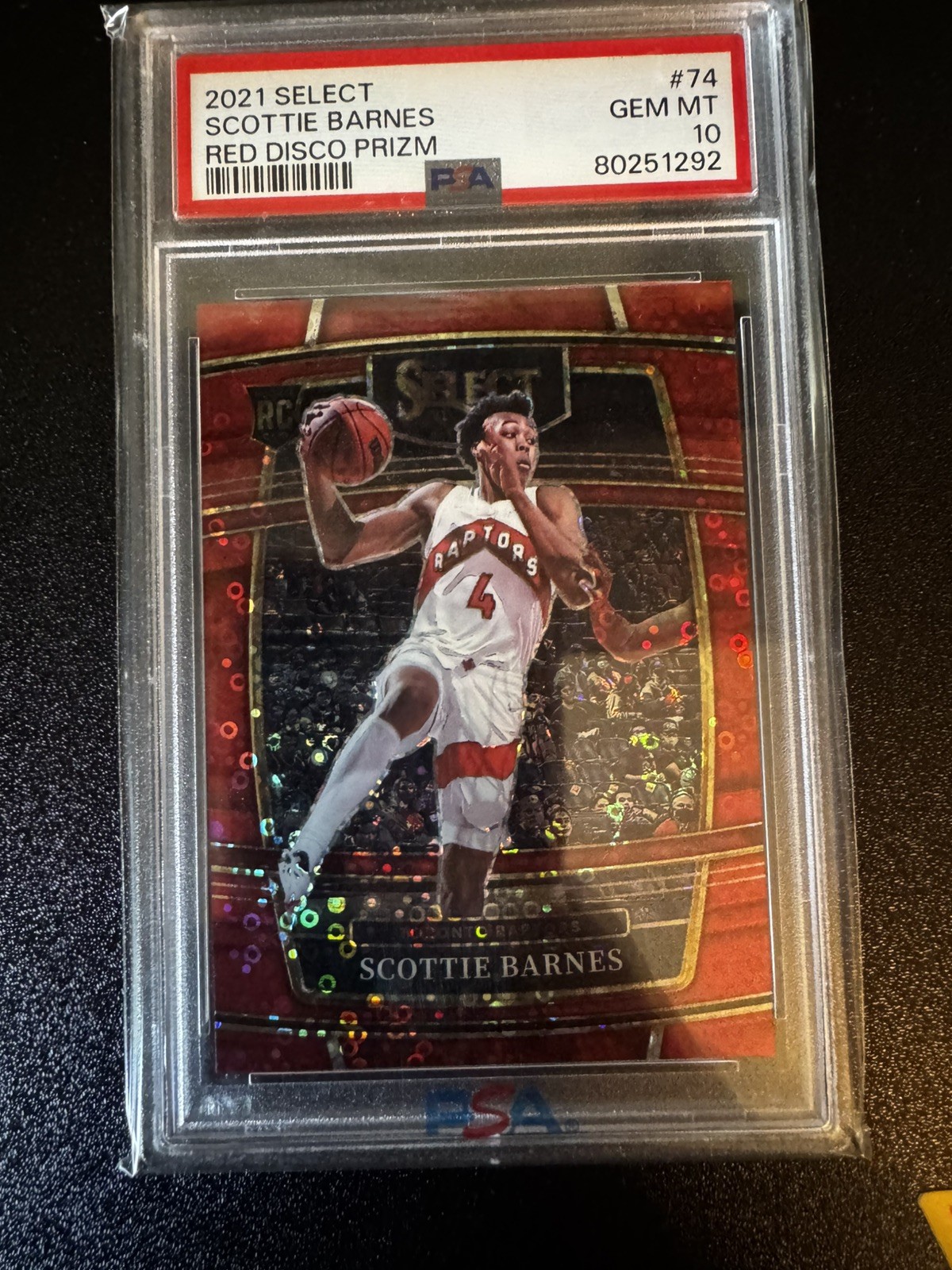 2021-22 Select Concourse Red Disco Prizm /49 Scottie Barnes PSA 10 GEM MT #74 RC
