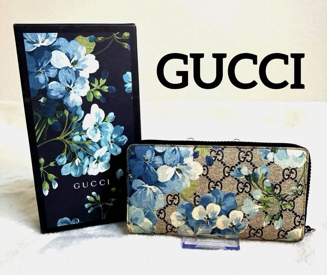 Portefeuille long GUCCI GG Blooms Supreme fermeture éclair ronde avec boîte