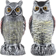 2PCS Owl Decoy Statue Protect Garden Scare Birds Away Pigeon Repellent Scarecrow