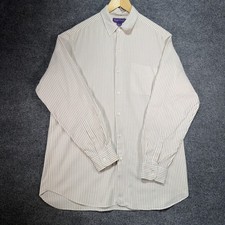 Ralph Lauren Shirt Mens Large Beige Purple Label Casual Preppy Luxury Italy Made