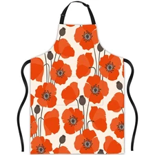 Poppy Flowers Apron, Mothers Day Gifts Bib Apron with Adjustable Neck Waterpr...