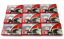 New Lot of 9 Maxell UR-90 Normal Bias Audio Cassette 90 Minute Tapes Sealed