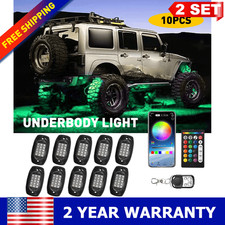 20 Pods RGB LED Neon Rock Light Underbody Bluetooth APP for Jeep Wrangler JKU JK