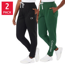 CALVIN KLEIN 2 PACK WOMEN'S JOGGERS, FRENCH TERRY BLACK AND GREEN BUNDLE S or M