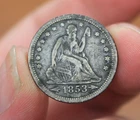 1853 Silver Seated Liberty Quarter with arrow and rays VF