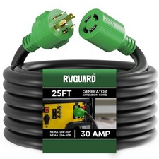 4 Prong 30 Amp 25 Foot Generator Extension Cord, NEMA L14-30P/L14-30R, 125/25...
