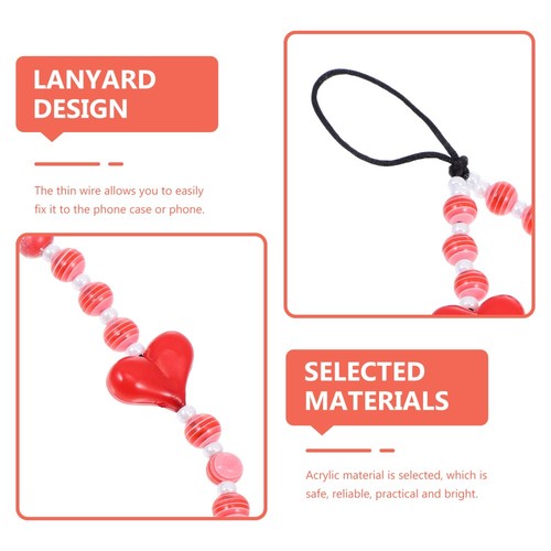 Beaded Phones Chain Heart Bead Phone Strap Hanging Lanyard Phone - 第 11/12 張圖片