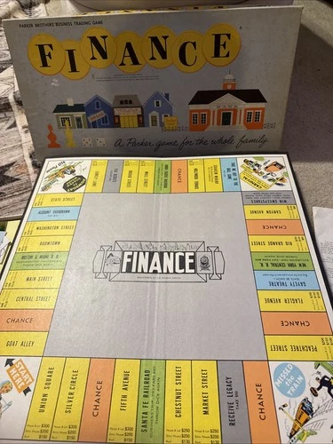 VINTAGE 1958 Finance Board Game - PARKER BROTHERS Complete- Wooden pieces