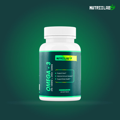 NutriiLab Triple Strength Omega-3 Fish Oil 1000mg EPA DHA Heart Brain Support